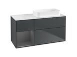 Villeroy und Boch Finion Waschtischunterschrank G681GKHG 120x60,3x50,1cm, Regal links Anthracite matt, Midnight Blue Matt Lacquer