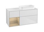 Villeroy und Boch Finion Waschtischunterschrank G681PCMT 120x60,3x50,1cm, Regal links Oak Veneer, White matt lacquer
