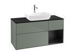 Villeroy und Boch Finion Waschtischunterschrank G832PDGM 120cm, Abdeckplatte black matt, Emotion, Regale Black matt lacquer, Olive Matt Lacquer