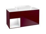 Villeroy und Boch Finion Waschtischunterschrank G701GFHB 120x60,3x50,1cm, Regal rechts Glossy white lacquer, Peony Matt