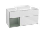 Villeroy und Boch Finion Waschtischunterschrank G701GMMT 120x60,3x50,1cm, Regal rechts Olive Matt Lacquer, White matt lacquer