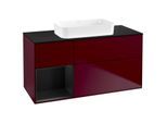 Villeroy und Boch Finion Waschtischunterschrank F702PDHB 120x60,3x50,1cm, Regal links Black matt lacquer, Peony Matt