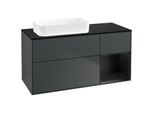 Villeroy und Boch Finion Waschtischunterschrank G692PDHG 120x60,3x50,1cm, Regal rechts Black matt lacquer, Midnight Blue Matt Lacquer
