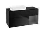 Villeroy und Boch Finion Waschtischunterschrank G692GKPD 120x60,3x50,1cm, Regal rechts Anthracite matt, Black matt lacquer