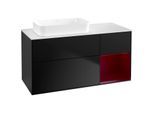 Villeroy und Boch Finion Waschtischunterschrank G691HBPD 120x60,3x50,1cm, Regal rechts Peony, Black matt lacquer