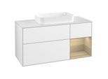 Villeroy und Boch Finion Waschtischunterschrank G711PCGF 120x60,3x50,1cm, Regal rechts Oak Veneer, Glossy white lacquer