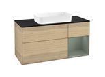 Villeroy und Boch Finion Waschtischunterschrank F712GMPC 120x60,3x50,1cm, Regal rechts Olive Matt Lacquer, Oak Veneer