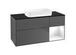 Villeroy und Boch Finion Waschtischunterschrank F712GFGK 120x60,3x50,1cm, Regal rechts Glossy white lacquer, Anthracite matt