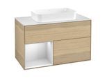 Villeroy und Boch Finion Waschtischunterschrank F651MTPC 100x60,3x50,1cm, Regal links White matt lacquer, Oak Veneer