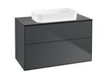 Villeroy und Boch Finion Waschtischunterschrank F64200HG 100x60,3x50,1mm, Glass Black Matt, Midnight Blue Matt Lacquer