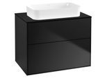 Villeroy und Boch Finion Waschtischunterschrank F63200PD 80x60,3x50,1mm, Glass Black Matt, Black matt lacquer