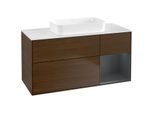 Villeroy und Boch Finion Waschtischunterschrank F711HGGN 120x60,3x50,1cm, Regal rechts Midnight Blue Matt Lacquer, Walnut veneer