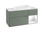 Villeroy und Boch Finion Waschtischunterschrank F711GFGM 120x60,3x50,1cm, Regal rechts Glossy white lacquer, Olive Matt Lacquer