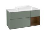 Villeroy und Boch Finion Waschtischunterschrank F711GNGM 120x60,3x50,1cm, Regal rechts Walnut veneer, Olive Matt Lacquer