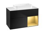 Villeroy und Boch Finion Waschtischunterschrank F661HFPD 100x60,3x50,1cm, Regal rechts Gold matt, Black matt lacquer