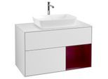 Villeroy und Boch Finion Waschtischunterschrank F781HBMT 100cm, Abdeckplatte white matt, Regale Peony matt lacquer, White matt lacquer