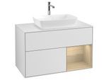 Villeroy und Boch Finion Waschtischunterschrank F781PCMT 100cm, Abdeckplatte white matt, Regale Oak Veneer, White matt lacquer