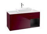Villeroy und Boch Finion Waschtischunterschrank G831PDHB 120cm, Abdeckplatte white matt, Emotion, Regale Black matt lacquer, Peony Matt