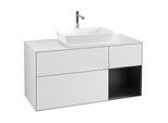 Villeroy und Boch Finion Waschtischunterschrank G831PDMT 120cm, Abdeckplatte white matt, Emotion, Regale Black matt lacquer, White matt lacquer
