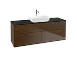 Villeroy und Boch Finion Waschtischunterschrank F85200GN 160x60,3cm, Abdeckplatte black matt, Walnut veneer
