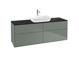 Villeroy und Boch Finion Waschtischunterschrank F85200GM 160x60,3cm, Abdeckplatte black matt, Olive Matt Lacquer