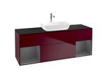 Villeroy und Boch Finion Waschtischunterschrank F862GKHB 160cm, Abdeckplatte black matt, Regale Anthracite matt lacquer, Peony Matt
