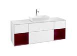 Villeroy und Boch Finion Waschtischunterschrank F861HBGF 160cm, Abdeckplatte white matt, Regale Peony matt lacquer, Glossy white lacquer