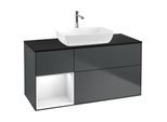 Villeroy und Boch Finion Waschtischunterschrank G822GFHG 120cm, Abdeckplatte black matt, Emotion, Regale Glossy white lacquer, Midnight Blue Matt Lacquer