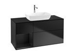 Villeroy und Boch Finion Waschtischunterschrank G822PDPD 120cm, Abdeckplatte black matt, Emotion, Regale Black matt lacquer, Black matt lacquer