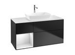 Villeroy und Boch Finion Waschtischunterschrank G821MTPD 120cm, Abdeckplatte white matt, Emotion, Regale White matt lacquer, Black matt lacquer