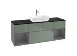Villeroy und Boch Finion Waschtischunterschrank G862GKGM 160cm, Abdeckplatte black matt, Emotion, Regale Anthracite matt lacquer, Olive Matt Lacquer