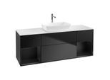 Villeroy und Boch Finion Waschtischunterschrank G861PDPD 160cm, Abdeckplatte white matt, Emotion, Regale Black matt lacquer, Black matt lacquer