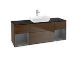 Villeroy und Boch Finion Waschtischunterschrank G862GKGN 160cm, Abdeckplatte black matt, Emotion, Regale Anthracite matt lacquer, Walnut veneer