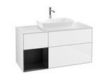 Villeroy und Boch Finion Waschtischunterschrank G821PDGF 120cm, Abdeckplatte white matt, Emotion, Regale Black matt lacquer, Glossy white lacquer
