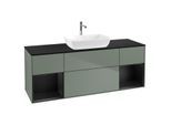 Villeroy und Boch Finion Waschtischunterschrank G862PDGM 160cm, Abdeckplatte black matt, Emotion, Regale Black matt lacquer, Olive Matt Lacquer