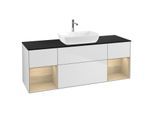 Villeroy und Boch Finion Waschtischunterschrank G862PCMT 160cm, Abdeckplatte black matt, Emotion, Regale Oak Veneer, White matt lacquer