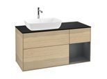 Villeroy und Boch Finion Waschtischunterschrank G812HGPC 120cm, Abdeckplatte black matt, Emotion, Regale Midnight matt lacquer, Oak Veneer