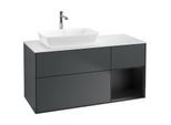 Villeroy und Boch Finion Waschtischunterschrank F811PDHG 120cm, Abdeckplatte white matt, Regale Black matt lacquer, Midnight Blue Matt Lacquer