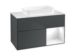 Villeroy und Boch Finion Waschtischunterschrank G661GFHG 100x60,3x50,1cm, Regal rechts Glossy white lacquer, Midnight Blue Matt Lacquer
