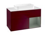 Villeroy und Boch Finion Waschtischunterschrank G661GMHB 100x60,3x50,1cm, Regal rechts Olive Matt Lacquer, Peony Matt