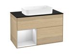 Villeroy und Boch Finion Waschtischunterschrank G652MTPC 100x60,3x50,1cm, Regal links White matt lacquer, Oak Veneer
