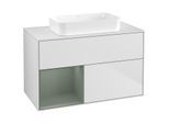 Villeroy und Boch Finion Waschtischunterschrank G651GMMT 100x60,3x50,1cm, Regal links Olive Matt Lacquer, White matt lacquer