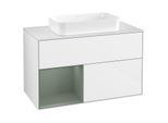 Villeroy und Boch Finion Waschtischunterschrank G651GMGF 100x60,3x50,1cm, Regal links Olive Matt Lacquer, Glossy white lacquer