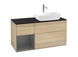 Villeroy und Boch Finion Waschtischunterschrank F802GKPC 120cm, Abdeckplatte black matt, Regale Anthracite matt lacquer, Oak Veneer