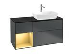 Villeroy und Boch Finion Waschtischunterschrank F802HFHG 120cm, Abdeckplatte black matt, Regale Gold matt lacquer, Midnight Blue Matt Lacquer