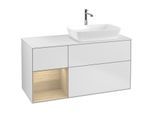 Villeroy und Boch Finion Waschtischunterschrank F801PCMT 120cm, Abdeckplatte white matt, Regale Oak Veneer, White matt lacquer