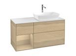 Villeroy und Boch Finion Waschtischunterschrank F801PCPC 120cm, Abdeckplatte white matt, Regale Oak Veneer, Oak Veneer