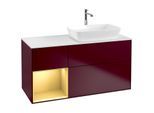Villeroy und Boch Finion Waschtischunterschrank F801HFHB 120cm, Abdeckplatte white matt, Regale Gold matt lacquer, Peony Matt