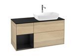 Villeroy und Boch Finion Waschtischunterschrank G802PDPC 120cm, Abdeckplatte black matt, Emotion, Regale Black matt lacquer, Oak Veneer