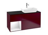 Villeroy und Boch Finion Waschtischunterschrank G802GFHB 120cm, Abdeckplatte black matt, Emotion, Regale Glossy white lacquer, Peony Matt